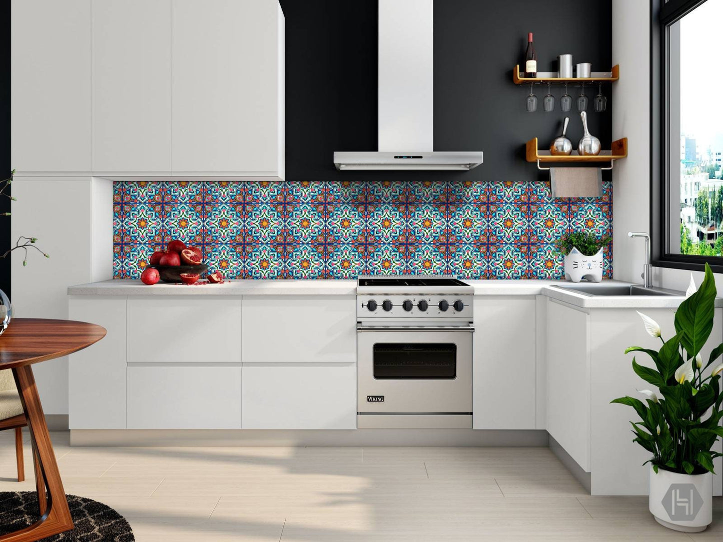 Moroccan Ceramic Tiles - Set of 2 Moroccan Wall Decor Tiles - Kitchen Backsplash Tiles, Table Decorative Tiles, Bathroom Tiles, Coaster