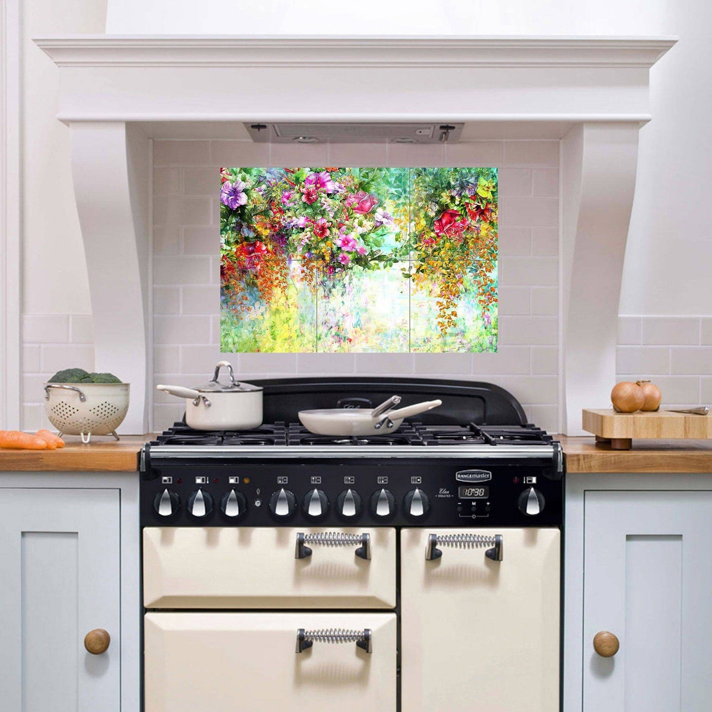 Tile Mural/Mosaic Ceramic of Flowers Watercolour Painting - Landscape Mural - Flower Wall Art - Floral Tile Mural -Gloss Tiles - Tile Mosaic