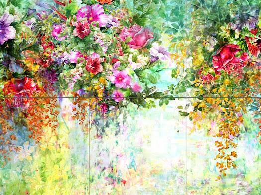 Tile Mural/Mosaic Ceramic of Flowers Watercolour Painting - Landscape Mural - Flower Wall Art - Floral Tile Mural -Gloss Tiles - Tile Mosaic