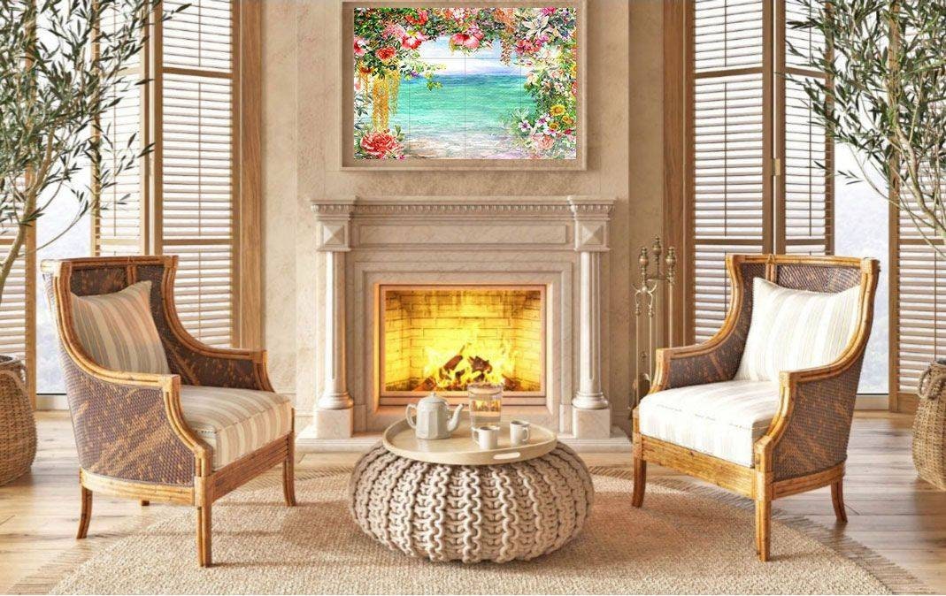Tile Mural/Mosaic Ceramic of Flowers Watercolour Painting - Landscape Mural - Flower Wall Art - Floral Tile Mural -Gloss Tiles - Tile Mosaic