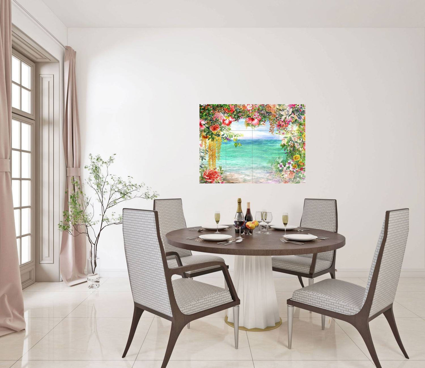Tile Mural/Mosaic Ceramic of Flowers Watercolour Painting - Landscape Mural - Flower Wall Art - Floral Tile Mural -Gloss Tiles - Tile Mosaic