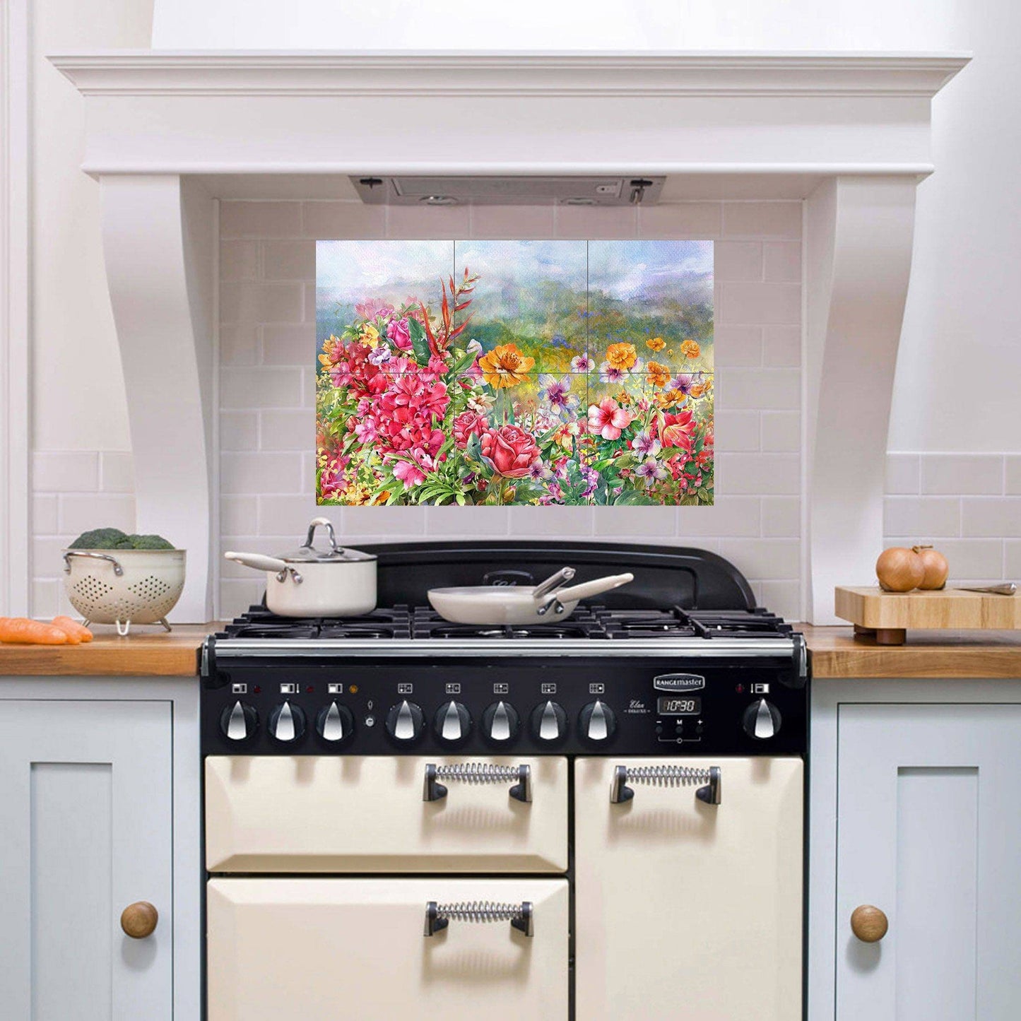 Tile Mural/Mosaic Ceramic of Flowers Watercolour Painting - Flowers Print - Flower Wall Art - Floral Tile Mural -Gloss Tiles - Tile Mosaic