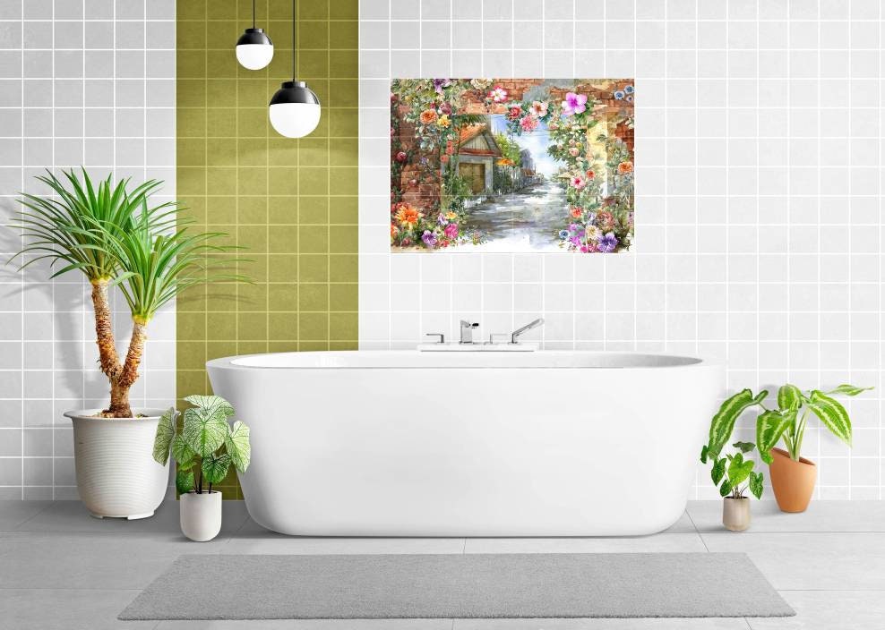 Tile Mural/Mosaic Ceramic of Flowers Watercolour Painting - Flowers Print - Flower Wall Art - Floral Tile Mural -Gloss Tiles - Tile Mosaic