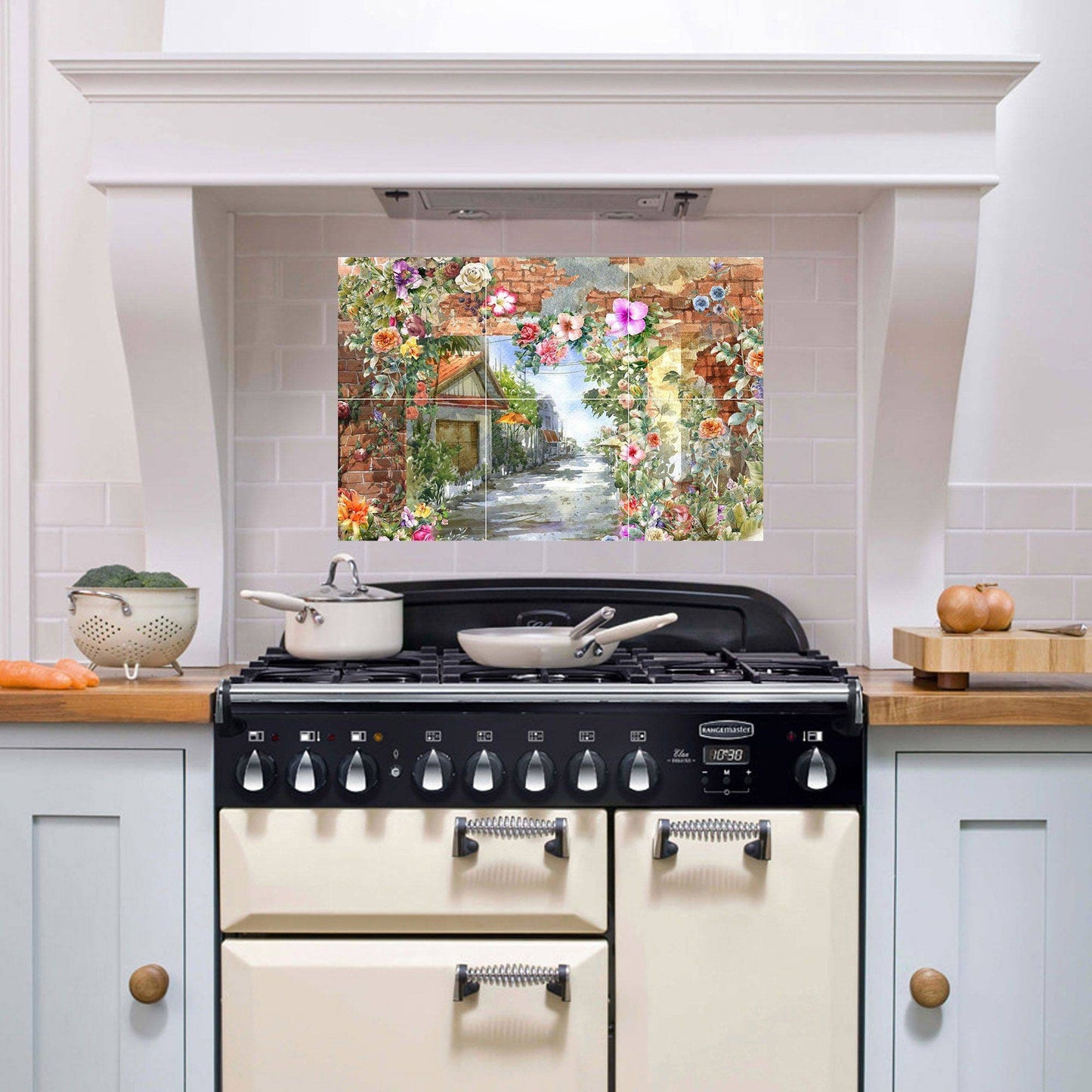 Tile Mural/Mosaic Ceramic of Flowers Watercolour Painting - Flowers Print - Flower Wall Art - Floral Tile Mural -Gloss Tiles - Tile Mosaic
