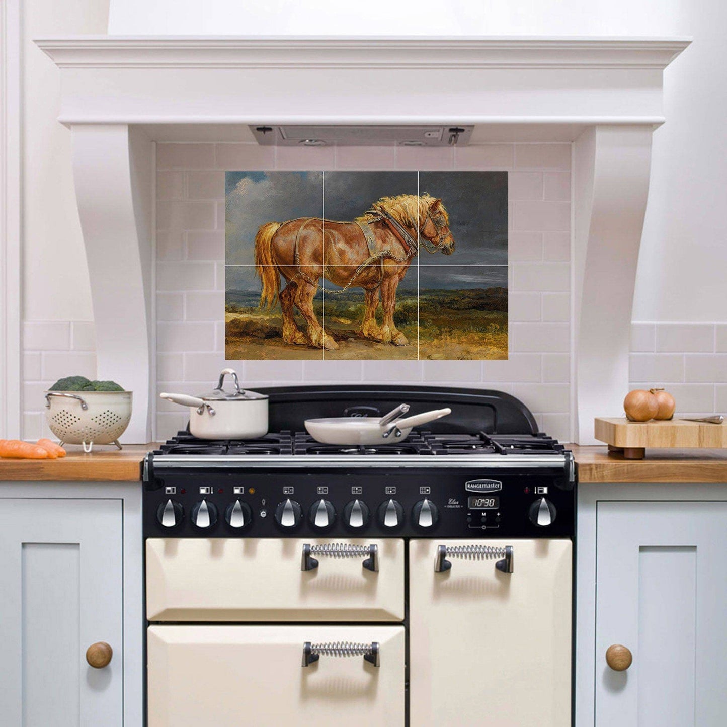 Tile Mural/Mosaic Ceramic Panel of Cheshnut The Shire Horse Elephant - James Ward- Horse Tile Mural - Gloss Tiles - Tile Mosaic