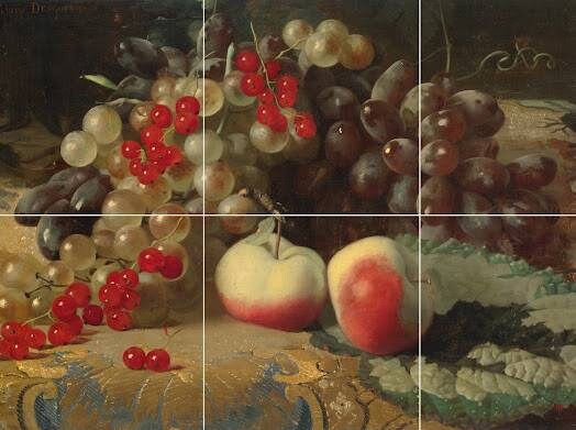 Tile Mural/Mosaic Ceramic of a Fruit Still Life Blaise- Alexandre Desgoffe - Tile Mural -Gloss Tiles - Kitchen Tile Mosaic - Fruits Wall Art