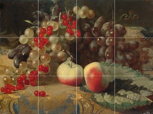 Tile Mural/Mosaic Ceramic of a Fruit Still Life Blaise- Alexandre Desgoffe - Tile Mural -Gloss Tiles - Kitchen Tile Mosaic - Fruits Wall Art