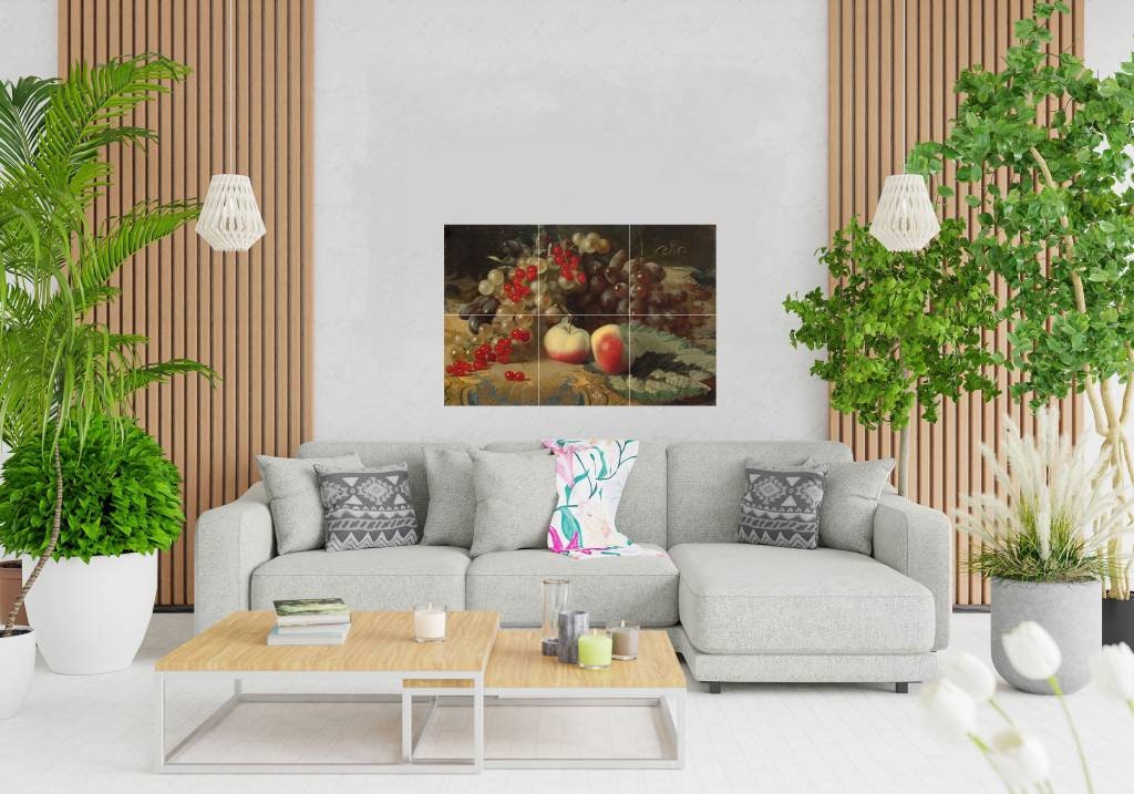 Tile Mural/Mosaic Ceramic of a Fruit Still Life Blaise- Alexandre Desgoffe - Tile Mural -Gloss Tiles - Kitchen Tile Mosaic - Fruits Wall Art