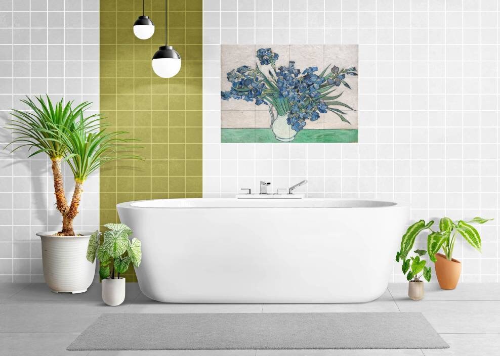 Tile Mural/Mosaic Ceramic Panel of Vincent van Gogh - Irises print - Floral Wall Art - Flower Tile Mural - Van Gogh print - Tile Mosaic