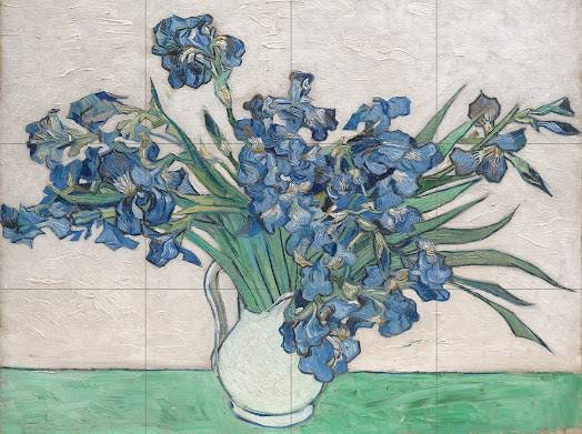 Tile Mural/Mosaic Ceramic Panel of Vincent van Gogh - Irises print - Floral Wall Art - Flower Tile Mural - Van Gogh print - Tile Mosaic