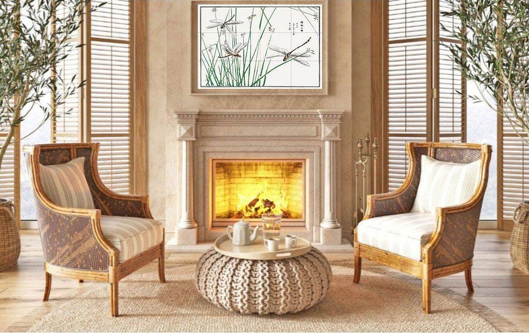 Tile Mural/Mosaic Ceramic Panel of Dragonflies - Morimoto Toko - Japanese Tile Mural - Wall Nature Art Print - Gloss Tiles - Tile Mosaic