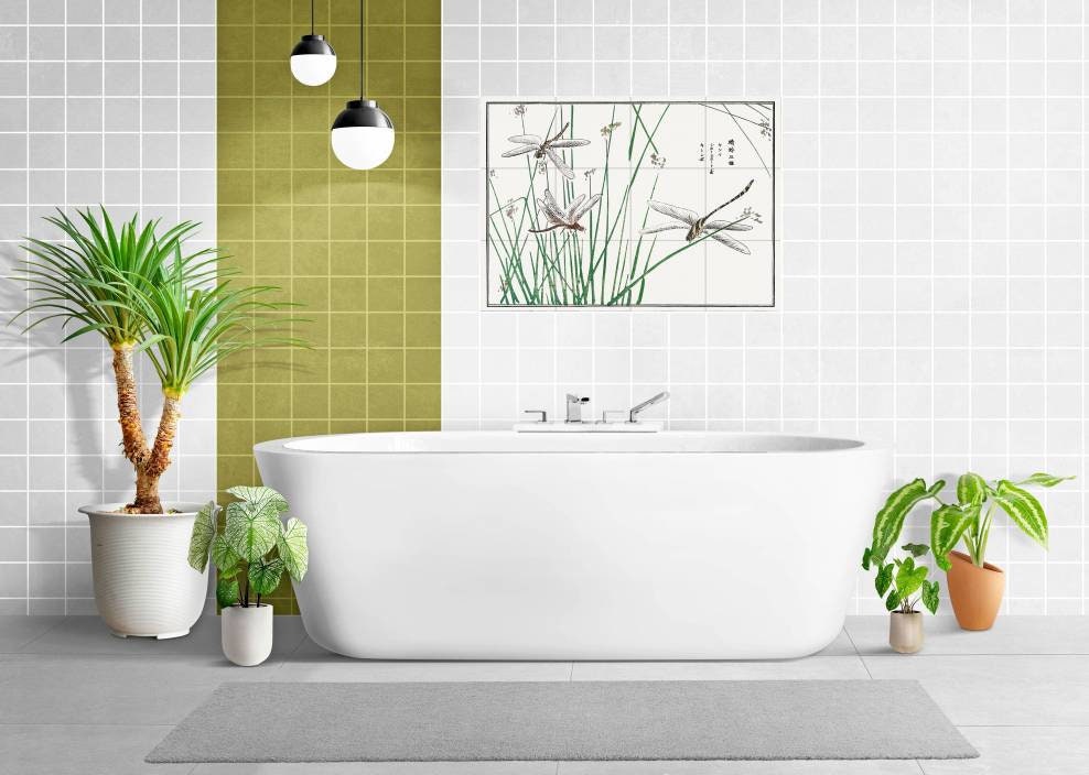 Tile Mural/Mosaic Ceramic Panel of Dragonflies - Morimoto Toko - Japanese Tile Mural - Wall Nature Art Print - Gloss Tiles - Tile Mosaic