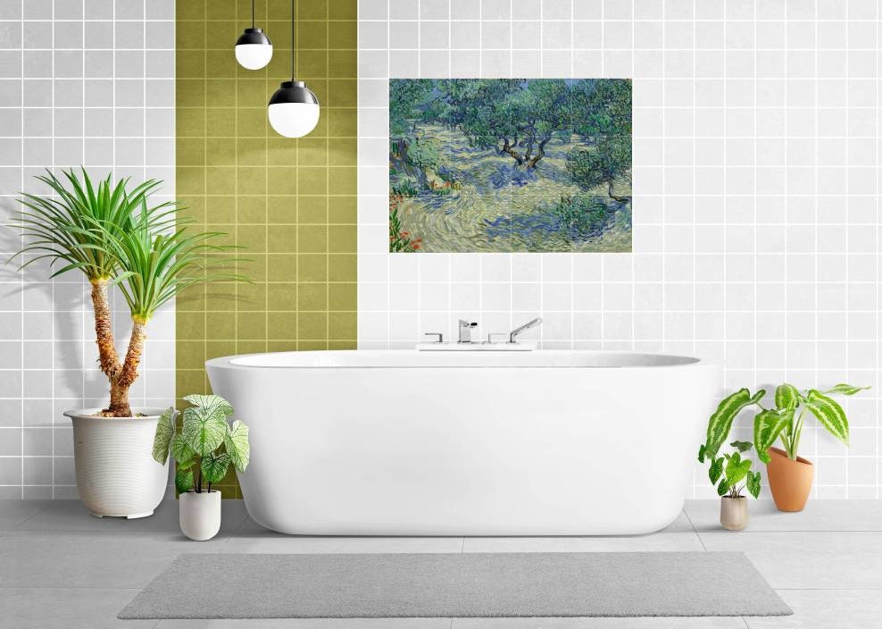 Tile Mural/Mosaic Ceramic Panel of Vincent van Gogh Olive Orchard - Van Gogh print - Olive Orchard Print - Tile Mural - Tile Mosaic