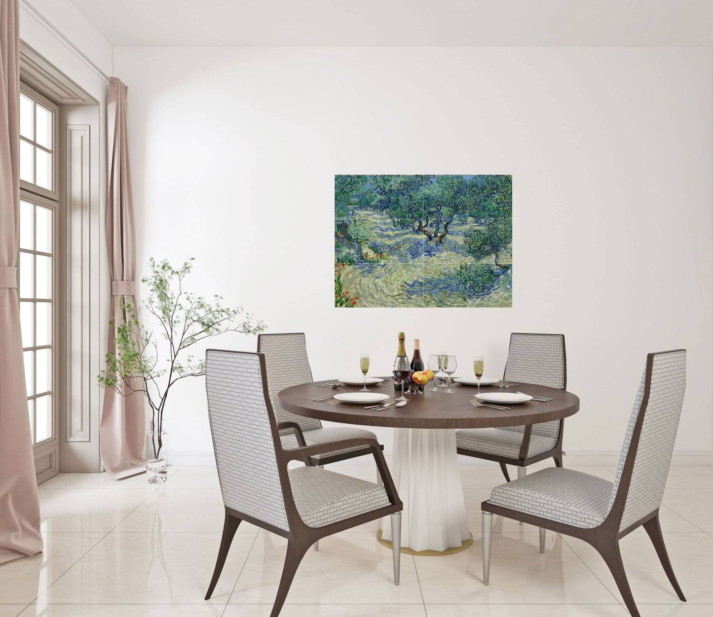 Tile Mural/Mosaic Ceramic Panel of Vincent van Gogh Olive Orchard - Van Gogh print - Olive Orchard Print - Tile Mural - Tile Mosaic