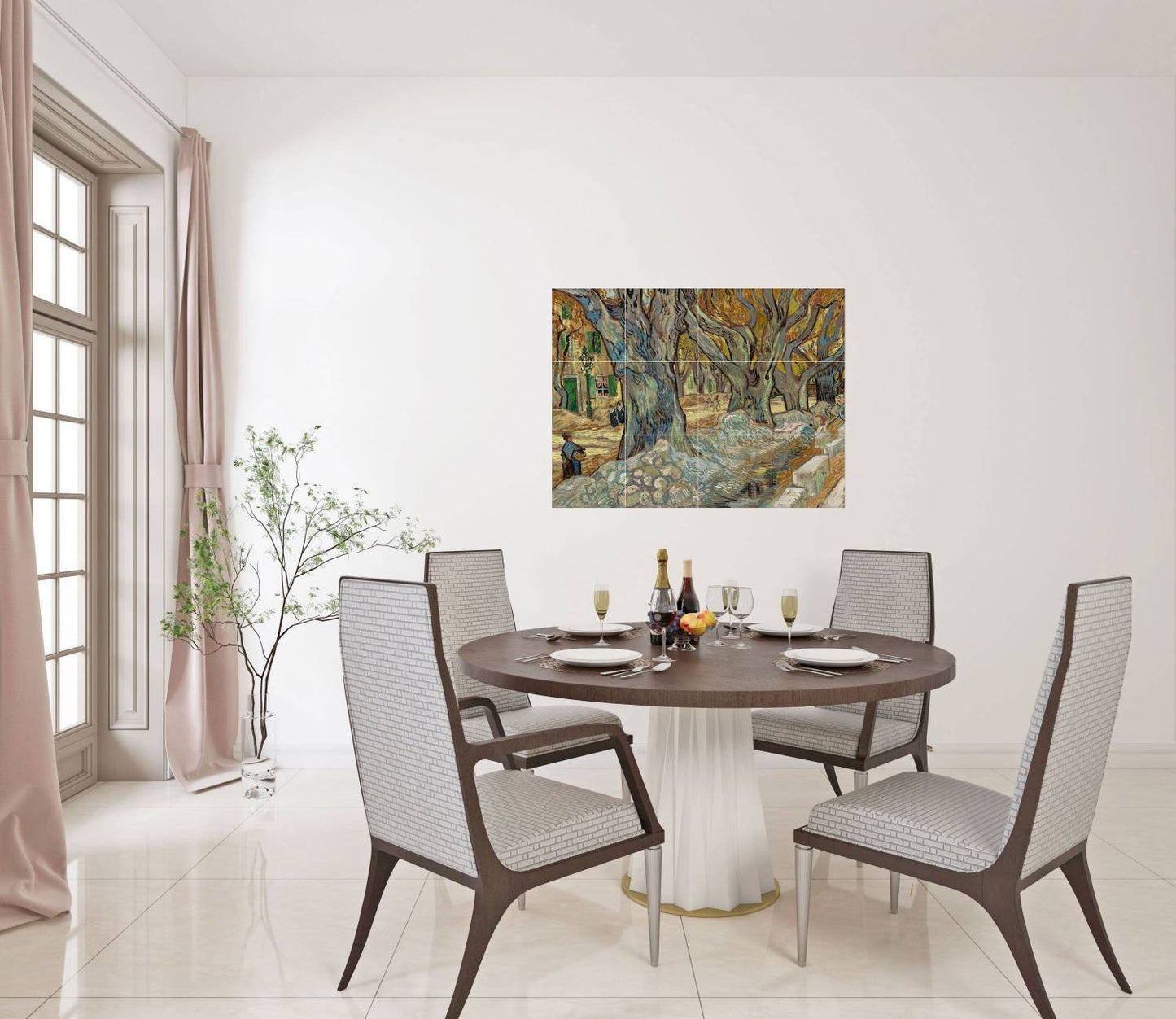 Tile Mural/Mosaic Ceramic Panel of Vincent van Gogh - The Large Plane Trees - Van Gogh Wall Art - Van Gogh Print - Tile Mosaic - Gloss Tiles