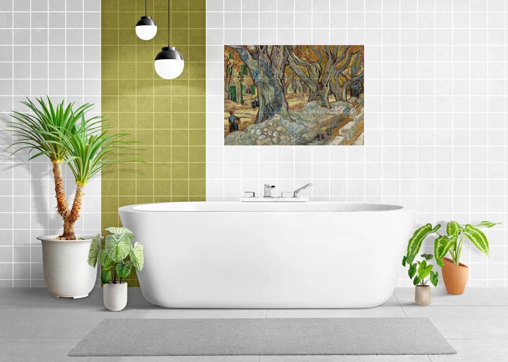 Tile Mural/Mosaic Ceramic Panel of Vincent van Gogh - The Large Plane Trees - Van Gogh Wall Art - Van Gogh Print - Tile Mosaic - Gloss Tiles