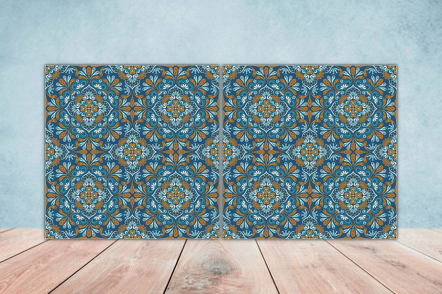Portuguese Azulejo Tiles - Set of 2 Portuguese Wall Decor Tiles - Kitchen Backsplash Tiles, Table Decorative Tiles, Bathroom Tiles, Coaster