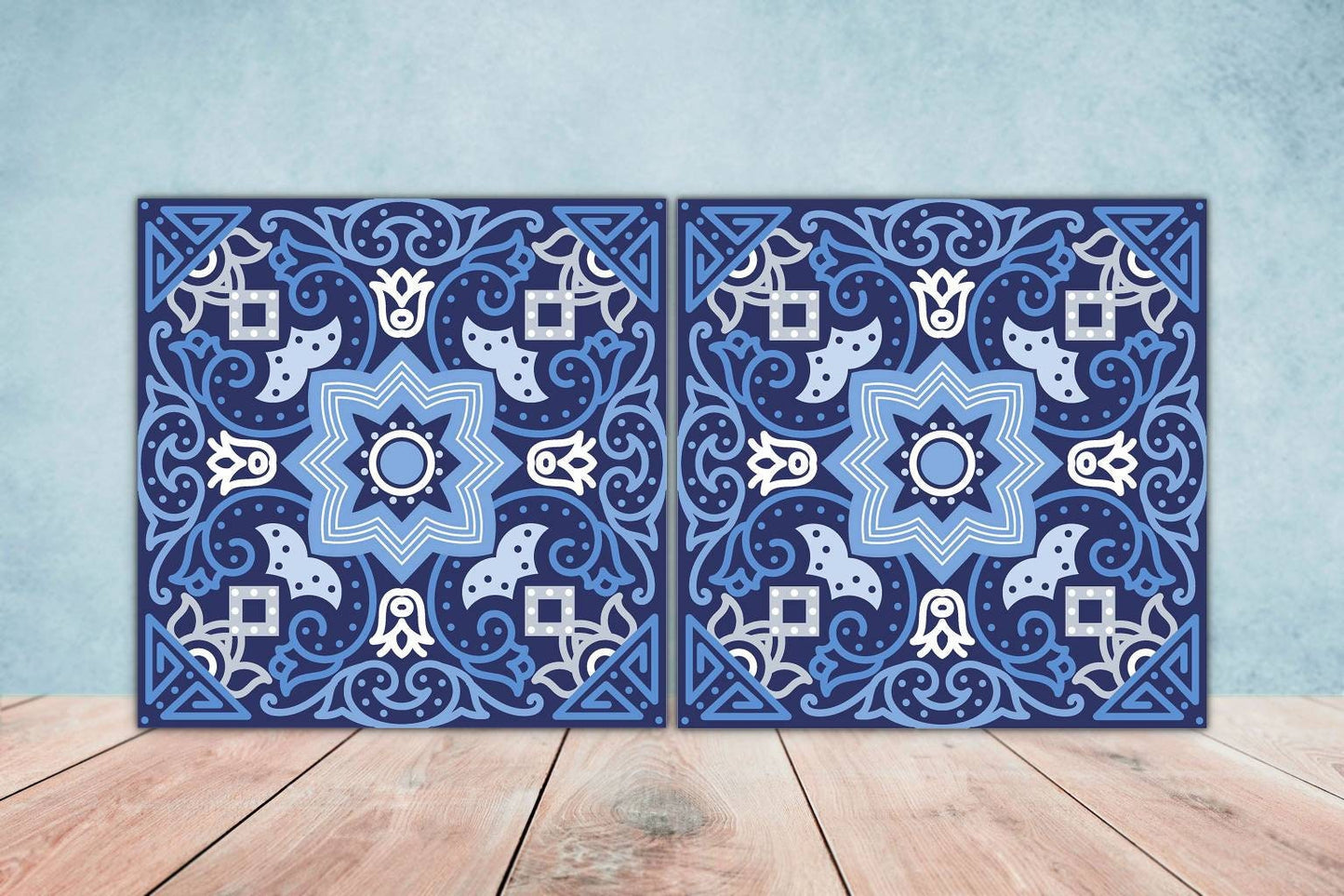 Portuguese Azulejo Tiles - Set of 2 Portuguese Wall Decor Tiles - Kitchen Backsplash Tiles, Table Decorative Tiles, Bathroom Tiles, Coaster