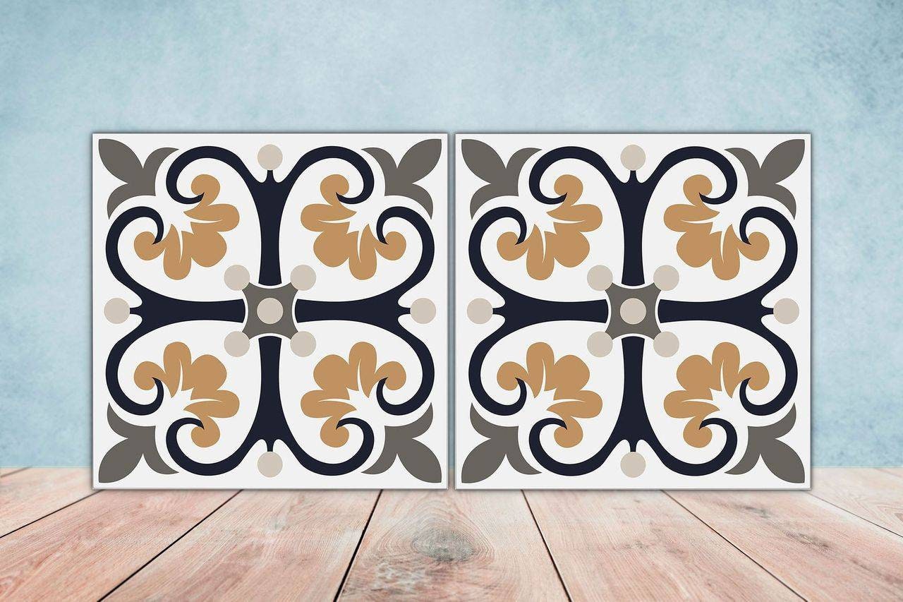Portuguese Azulejo Tiles - Set of 2 Portuguese Wall Decor Tiles - Kitchen Backsplash Tiles, Table Decorative Tiles, Bathroom Tiles, Coaster