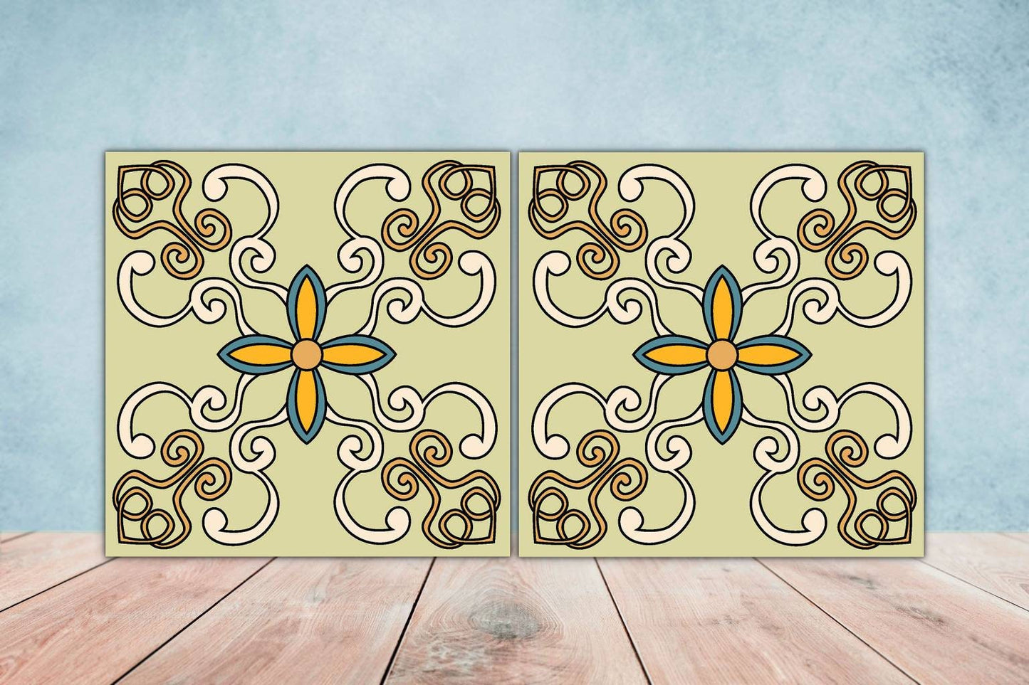 Spanish Ceramic Tiles - Set of 2 Spanish Wall Decor Tiles - Kitchen Backsplash Tiles, Table Decorative Tiles, Bathroom Tiles, Coaster