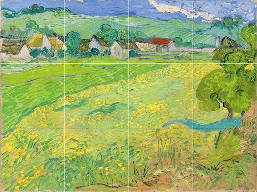 Tile Mural/Mosaic Ceramic Panel of Vincent van Gogh View of Vessenots Near Auvers - Van Gogh Wall Print- Tile Mosaic Art -Gloss Tiles