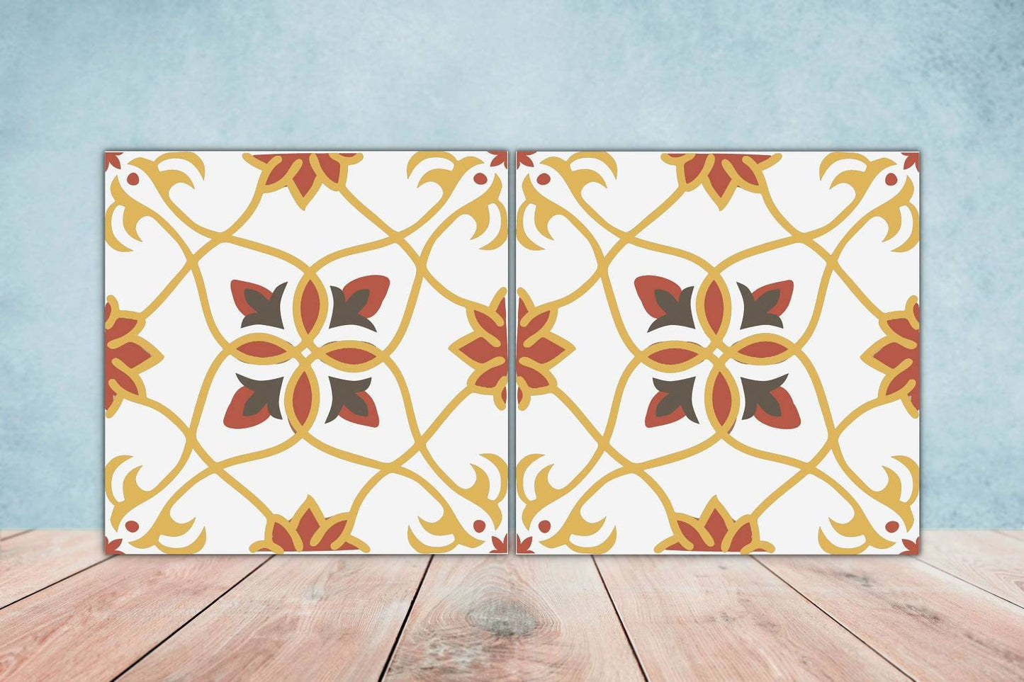 Spanish Ceramic Tiles - Set of 2 Spanish Wall Decor Tiles - Kitchen Backsplash Tiles, Table Decorative Tiles, Bathroom Tiles, Coaster