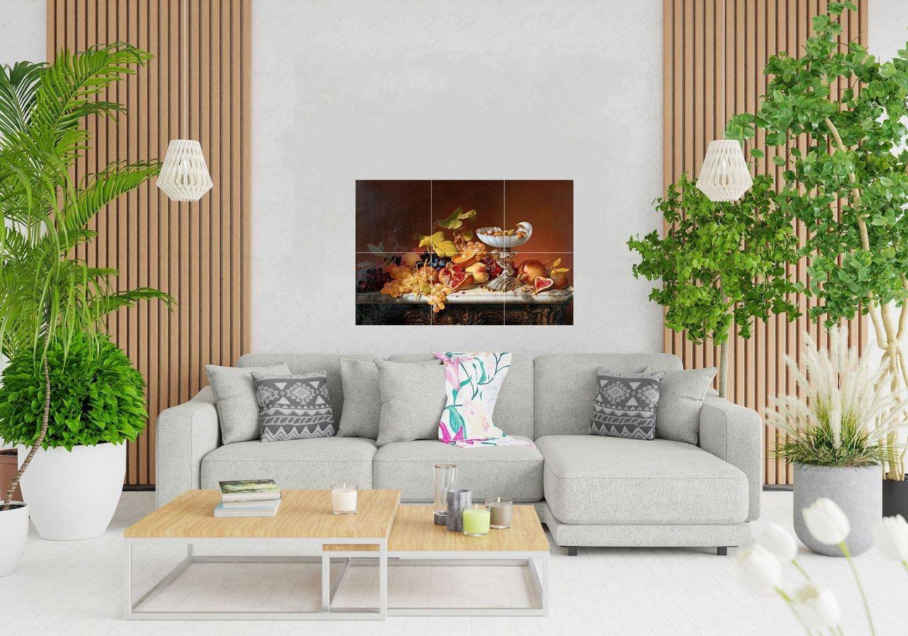 Tile Mural/Mosaic Ceramic of Wilhelm Preyer Tropical Fruits - Fruit Tile Mural - Tropical Tile Mosaic - Fruits Wall Art Print -Kitchen tiles