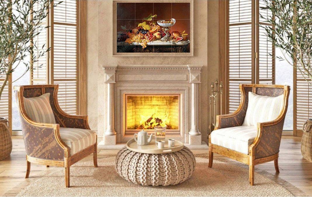 Tile Mural/Mosaic Ceramic of Wilhelm Preyer Tropical Fruits - Fruit Tile Mural - Tropical Tile Mosaic - Fruits Wall Art Print -Kitchen tiles