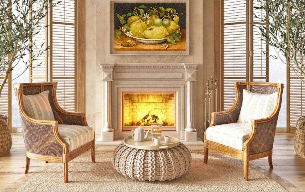 Tile Mural/Mosaic Ceramic of Still Life with Bowl of Citrons -Giovanna Garzoni print - Lemons print- Tile Mosaic -Wall Art Print -Home Decor