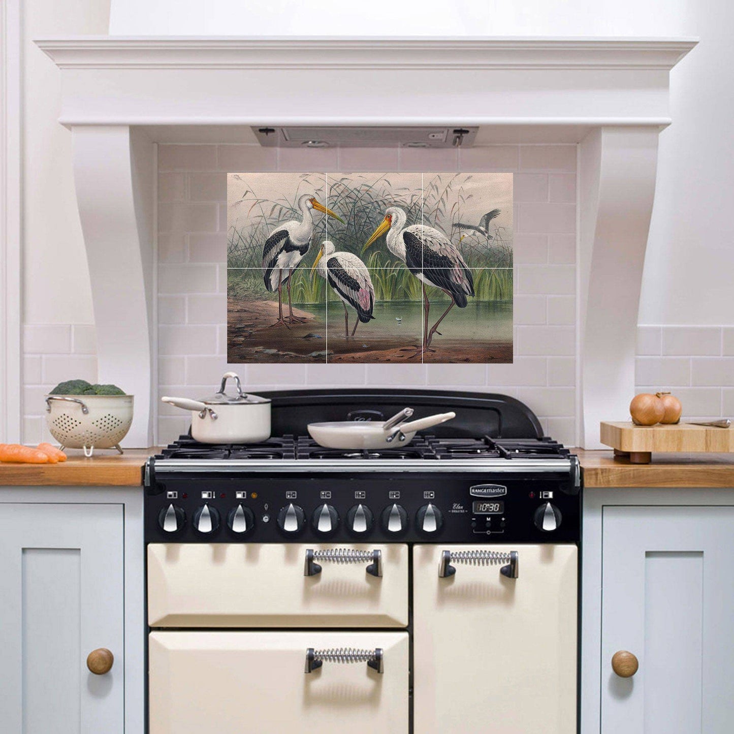 Tile Mural/Mosaic Ceramic Panel of Joseph Wolf Indian Wood Ibis - Ibis wall print - Wood Ibis - Tile Mural - Gloss Tiles - Bird Tile Mosaic