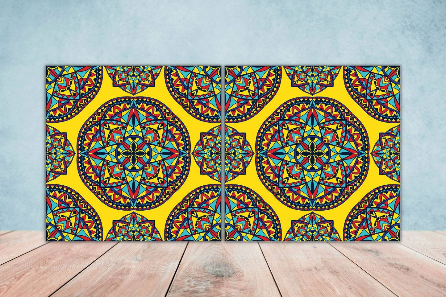 Moroccan Ceramic Tiles - Set of 2 Moroccan Wall Decor Tiles - Kitchen Backsplash Tiles, Table Decorative Tiles, Bathroom Tiles, Coaster
