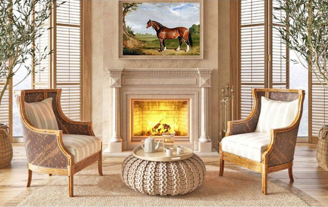 Tile Mural/Mosaic Ceramic Panel of A Clydesdale Stallion - John Frederick - Nature Art - Tile Mural - Horse wall print - Horse Tile Mosaic