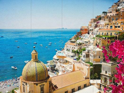 Tile Mural/Mosaic Ceramic Panel of the Amalfi Coast - Amalfi coast print - Amalfi coast Wall Art - Tile Mural - Gloss Tiles - Tile Mosaic