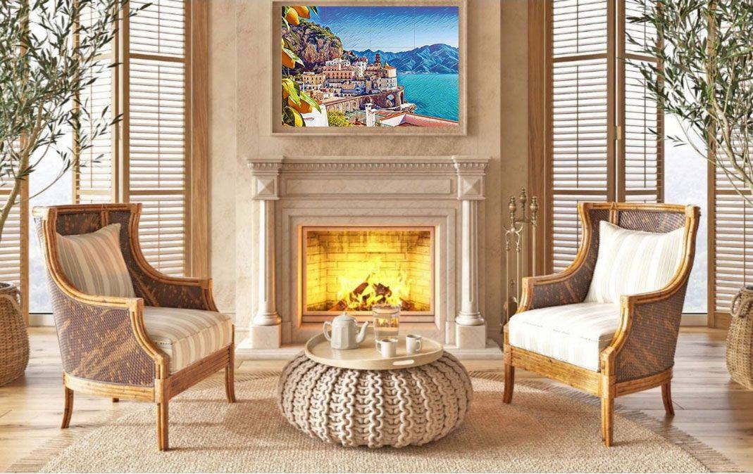 Tile Mural/Mosaic Ceramic Panel of Amalfi coast - Amalfi Mural- Amalfi coast print - Italian Wall Art - Tile Mural -Gloss Tiles -Tile Mosaic