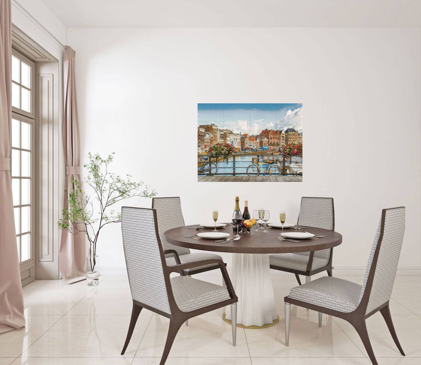 Amsterdam Tile Mural - Netherlands Ceramic Mosaic Panel -Dutch Wall Art - Custom Sizes Available - City Travel Print for Kitchen or Bathroom