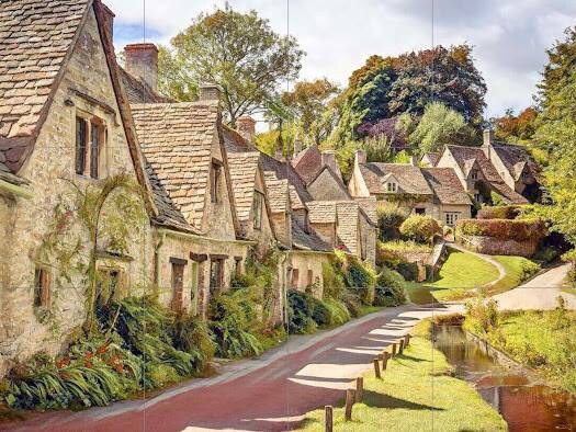 Tile Mural/Mosaic Ceramic Panel of Bibury -Bibury wall print -Bibury Wall Art - Tile Mural - Gloss Tiles -Tile Mosaic - Kitchen backsplash