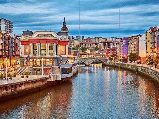 Tile Mural/Mosaic Ceramic Panel of Bilbao, Biscay - Bilbao wall print - Bilbao Spain wall art -Tile Mural -Gloss Tiles -Tile Mosaic