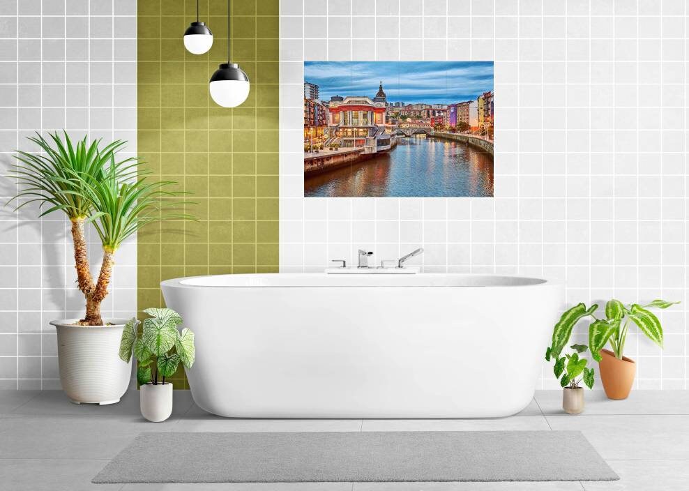 Tile Mural/Mosaic Ceramic Panel of Bilbao, Biscay - Bilbao wall print - Bilbao Spain wall art -Tile Mural -Gloss Tiles -Tile Mosaic