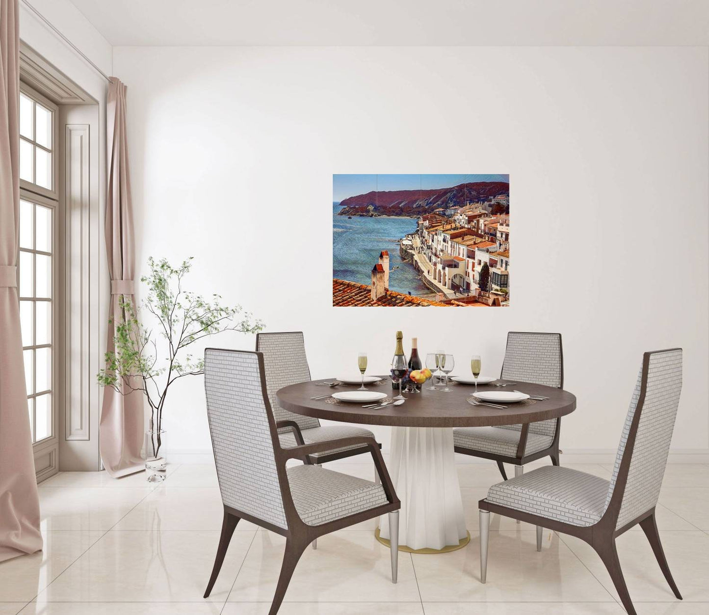 Tile Mural/Mosaic Ceramic Panel of Cadaqués Costa Brava - Spanish wall mural - Costa Brava Wall Art - Tile Mural - Gloss Tiles -Tile Mosaic
