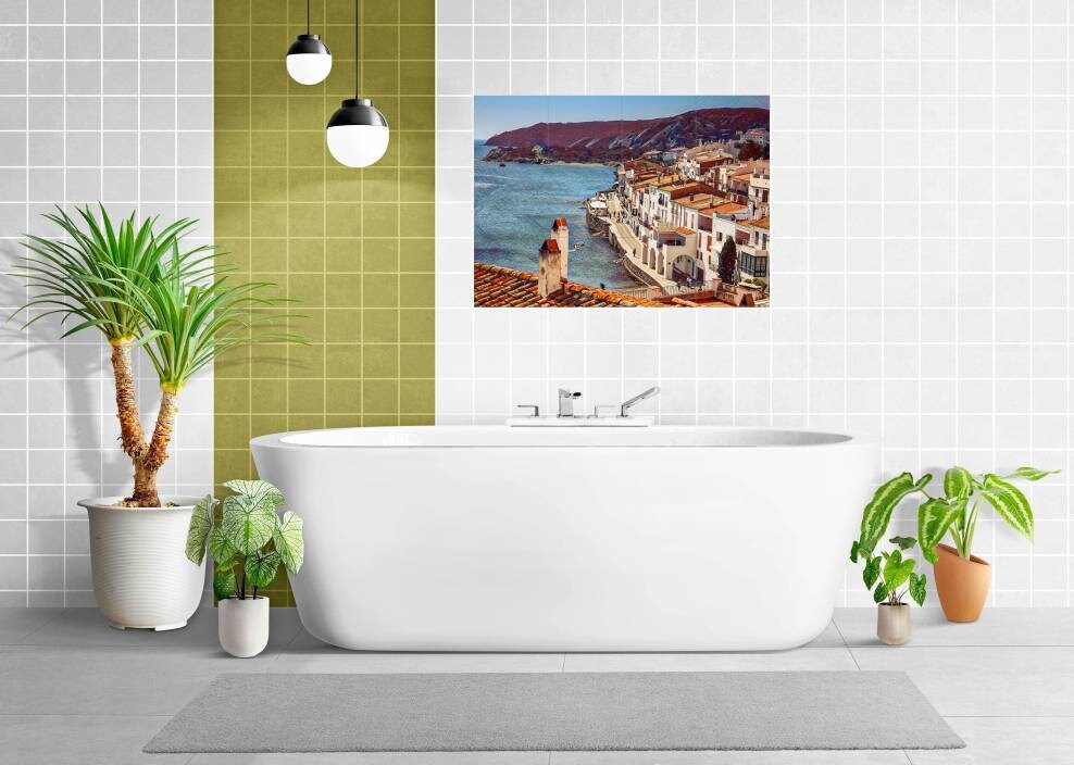Tile Mural/Mosaic Ceramic Panel of Cadaqués Costa Brava - Spanish wall mural - Costa Brava Wall Art - Tile Mural - Gloss Tiles -Tile Mosaic