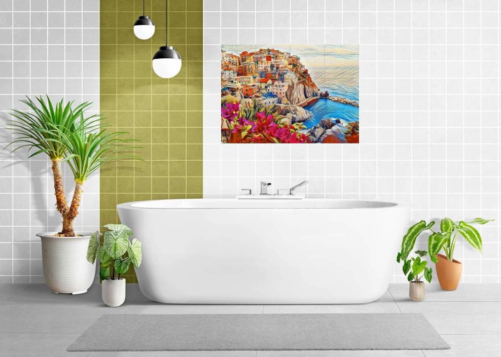Tile Mural/Mosaic Ceramic Panel of Cinque Terre - Cinque Terre print - Cinque Terre Wall Art - Tile Mural - Gloss Tiles - Tile Mosaic