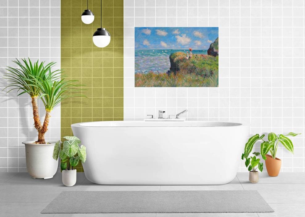 Tile Mural/Mosaic Ceramic Panel of Claude Monet - Monet Cliff Walk Print - Monet Wall Art - Monet Tile Mural - Gloss Tiles - Tile Mosaic