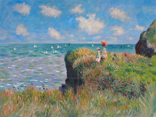 Tile Mural/Mosaic Ceramic Panel of Claude Monet - Monet Cliff Walk Print - Monet Wall Art - Monet Tile Mural - Gloss Tiles - Tile Mosaic