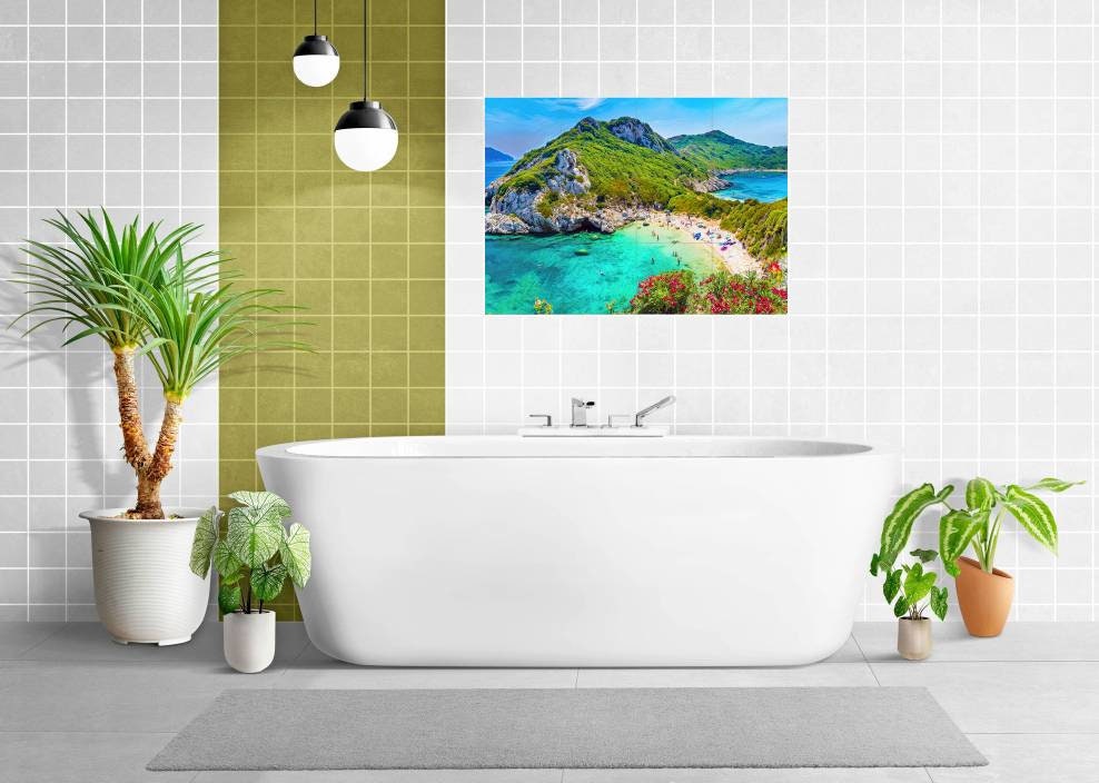 Tile Mural/Mosaic Ceramic Panel of Corfu - Greece - Corfu wall print - Corfu Wall Art - Tile Mural - Gloss Tiles -Tile Mosaic -Shower tiles