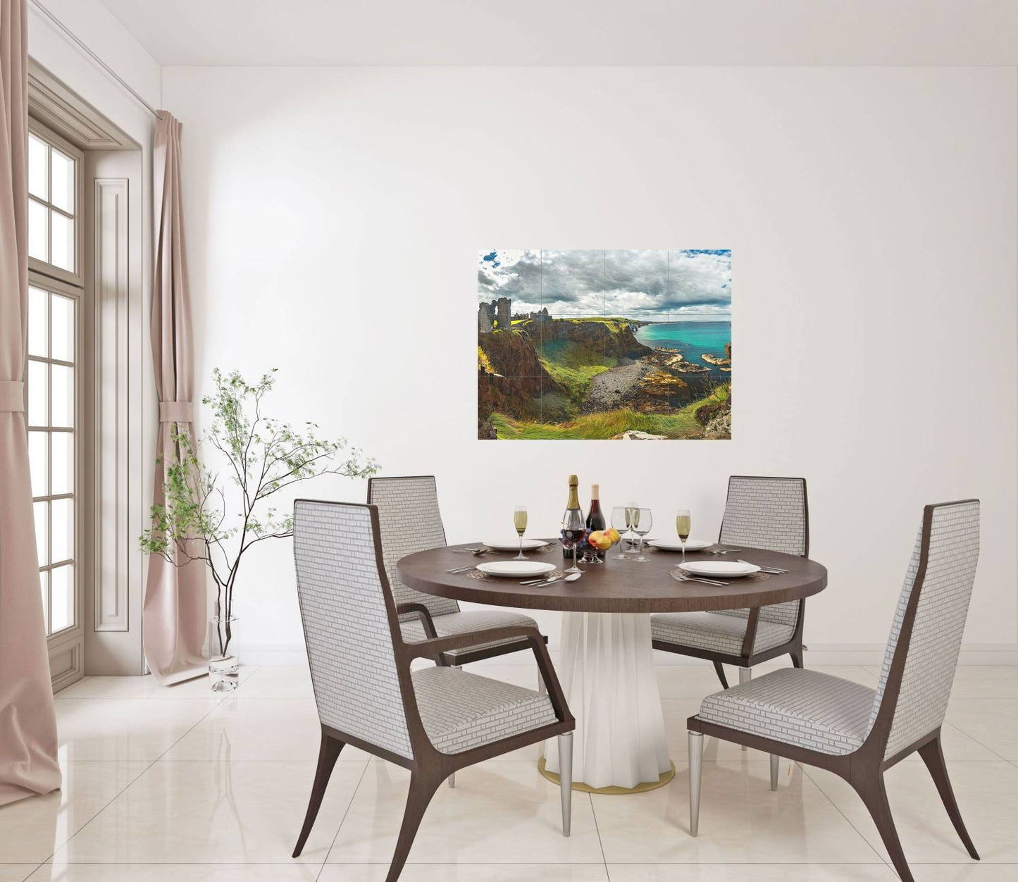 Tile Mural/Mosaic Ceramic Panel of Dunluce Castle Ireland - Dunluce Castle print - Ireland Wall Art - Tile Mural - Gloss Tiles -Accent tiles