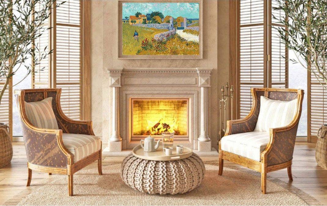Tile Mural/Mosaic Ceramic Panel of - Vincent Van Gogh Farmhouse in Provence - Van Gogh wall art - Tile Mural - Van Gogh print - Tile Mosaic