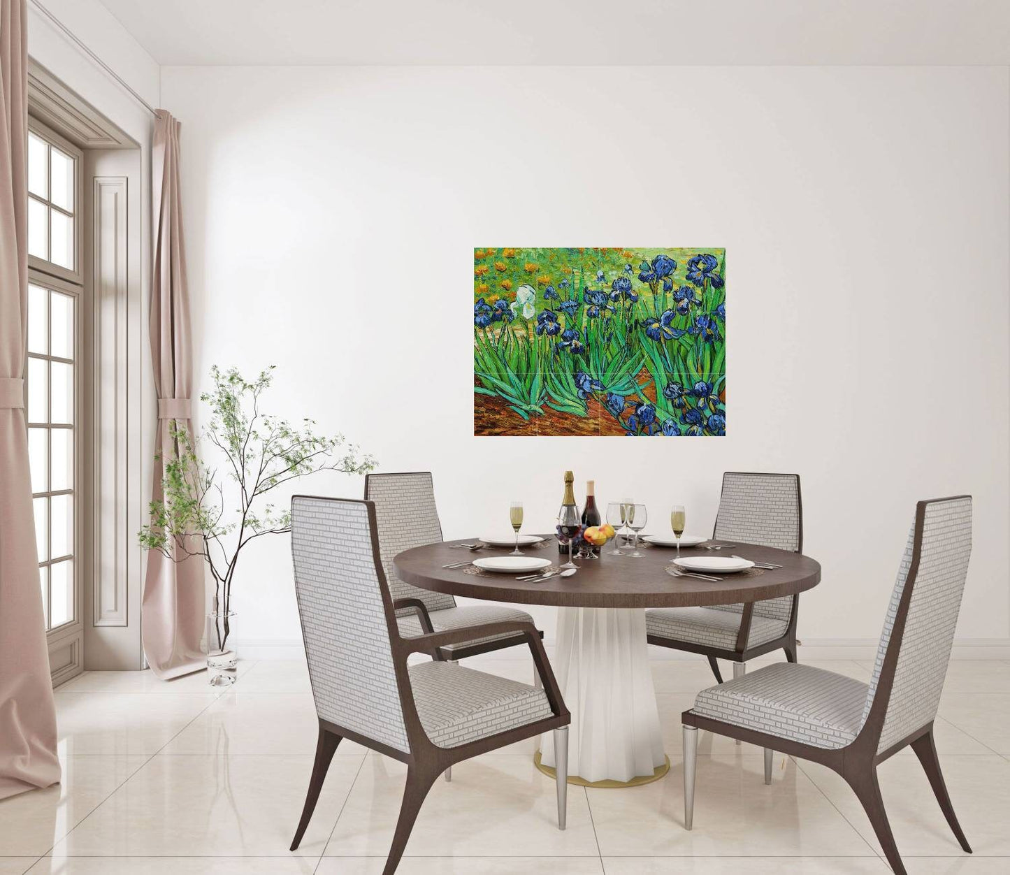Tile Mural/Mosaic Ceramic Panel of Vincent van Gogh's Irises - Van Gogh wall print - Tile Mural - Tile Mosaic - Gloss Tiles - Accenti tiles