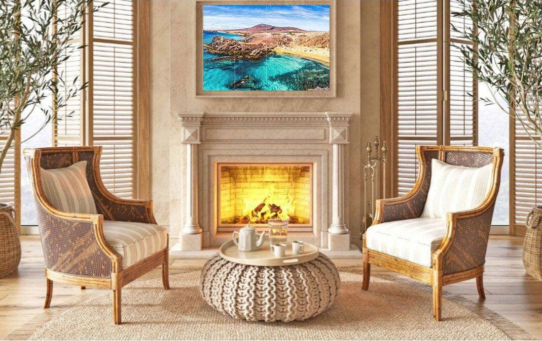 Tile Mural/Mosaic Ceramic Panel of Lanzarote Canary Islands- Spanish Landscape - Lanzarote wall print -Tile Mural - Gloss Tiles -Tile Mosaic