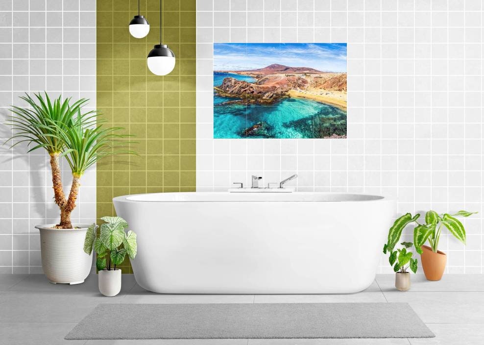 Tile Mural/Mosaic Ceramic Panel of Lanzarote Canary Islands- Spanish Landscape - Lanzarote wall print -Tile Mural - Gloss Tiles -Tile Mosaic