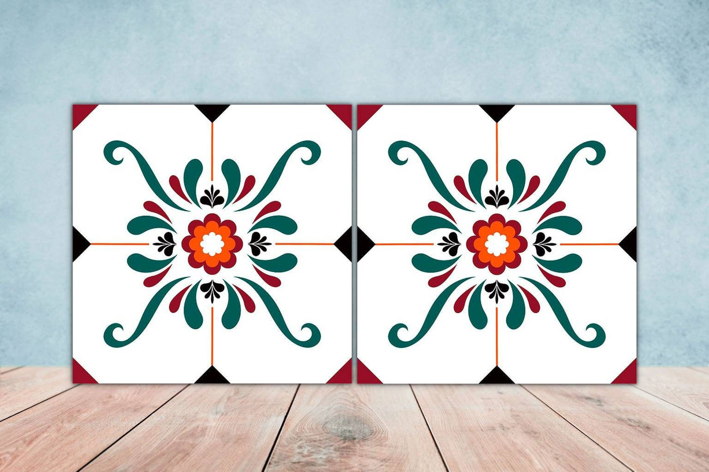 Spanish Ceramic Tiles - Set of 2 Spanish Wall Decor Tiles - Kitchen Backsplash Tiles, Table Decorative Tiles, Bathroom Tiles, Coaster